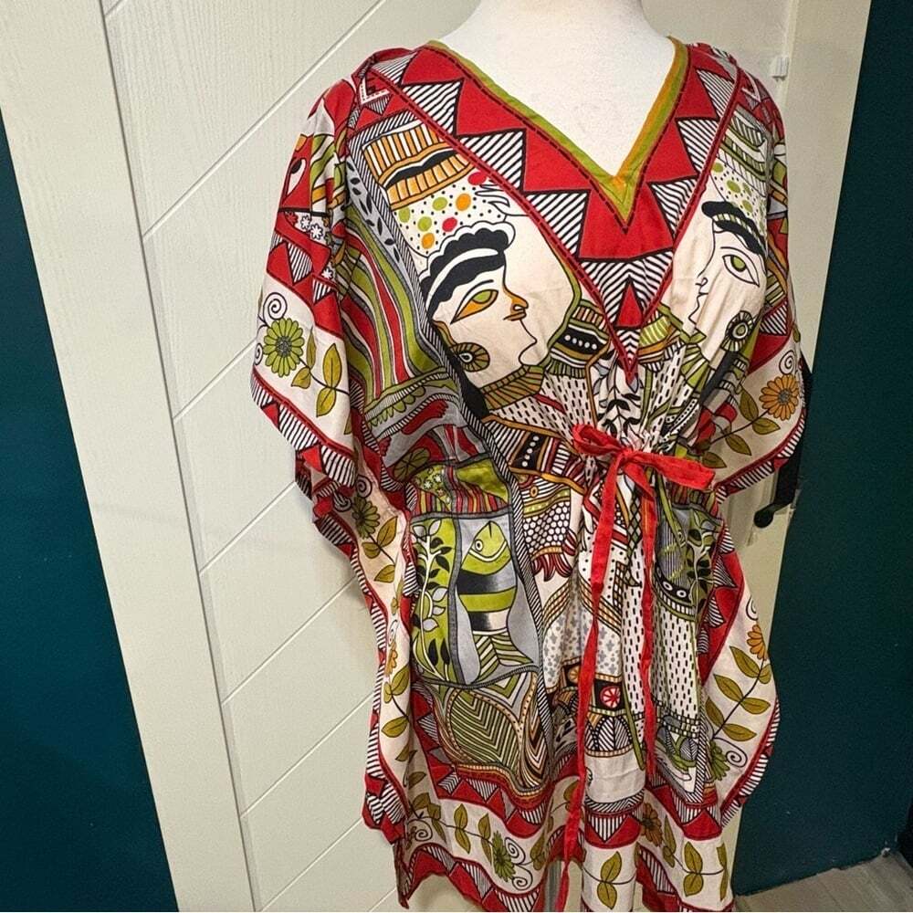 Vintage Greek Goddess Handmade Kaftan Tunic Adjustable Boho Festival Dress S-L - Picture 3 of 9